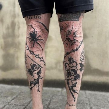 knee tattoo men