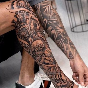 leg sleeve tattoo