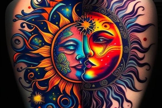 Sun and Moon tattoos